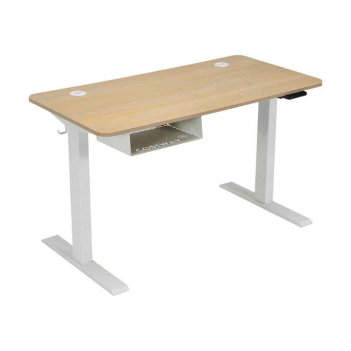 Hivvago 48 Inches Electric Standing Adjustable Desk with Control Panel and USB Port-Beige