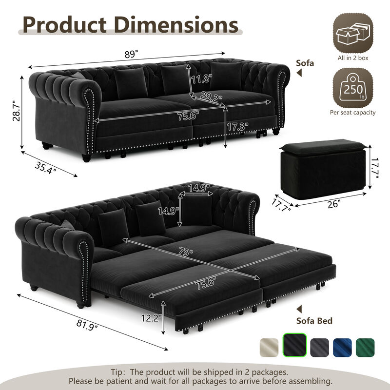 Cagrek Convertible Sleeper Sofa Bed image number 9