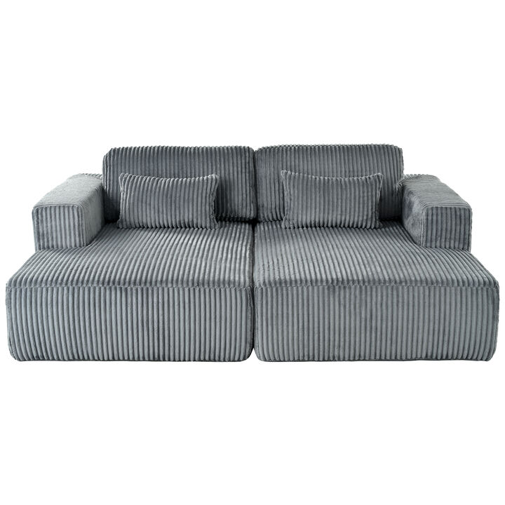 Merax U_Style Corduroy Double Sofa Bed with 2 Pillows