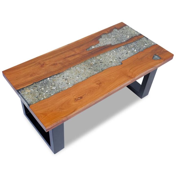 vidaXL Coffee Table Teak Resin 39.4"x19.7"