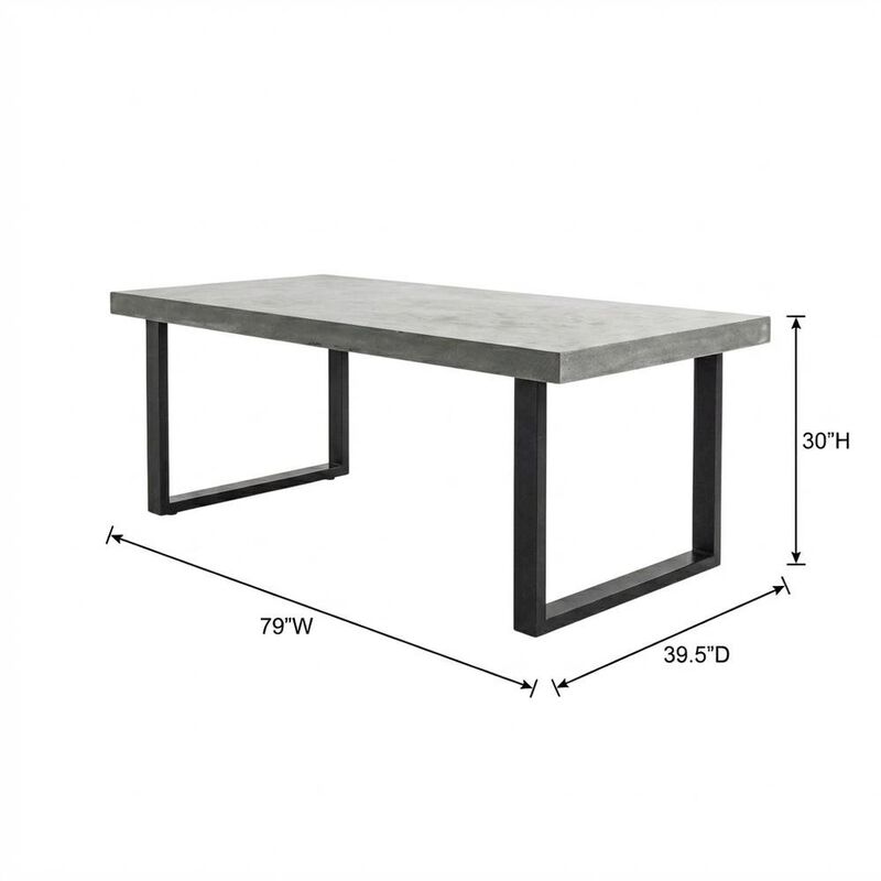Outdoor Escape Cement Top Outdoor Dining Table, Contemporary Patio Dining Table for Six image number 3