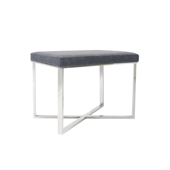 Pasargad Home Luxe Grey Upholstered Stool