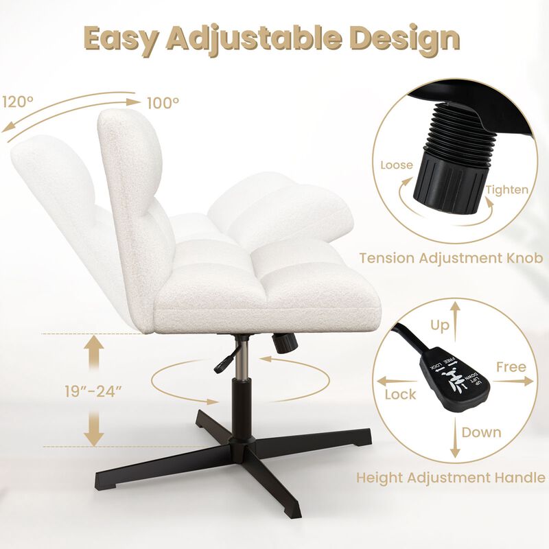 Costway Cross Legged Office Chair  Armless Office Desk Chair with Imitation Lamb Fleece