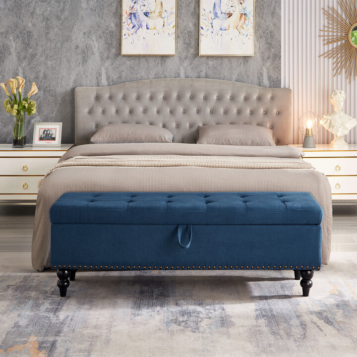 Merax Bed Bench Ottoman with Storage Beige Fabric
