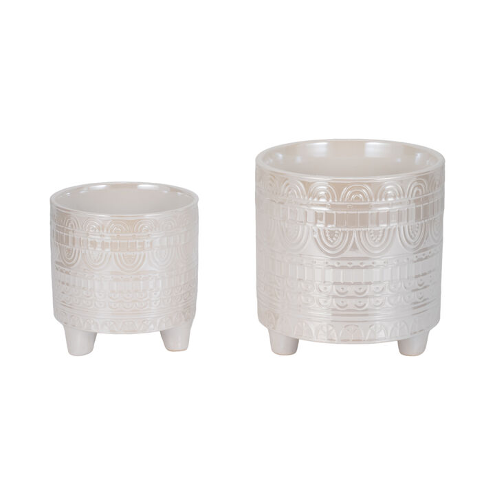 Iridescent Boheme Footed Planters Set