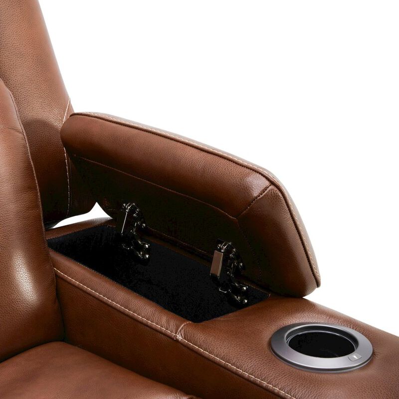 Liberty Furniture Recliner Armchair with Power Recline, Charging Port - Nature Chestnut Leather image number 6