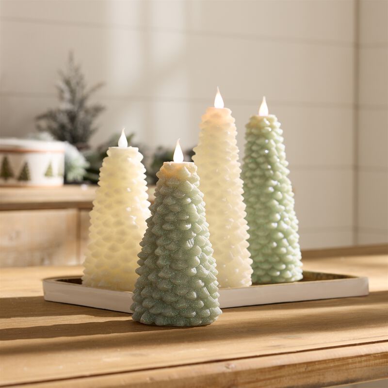 Sparkling Pine Tree Candle for Festive Home Accents or Holiday Vignettes