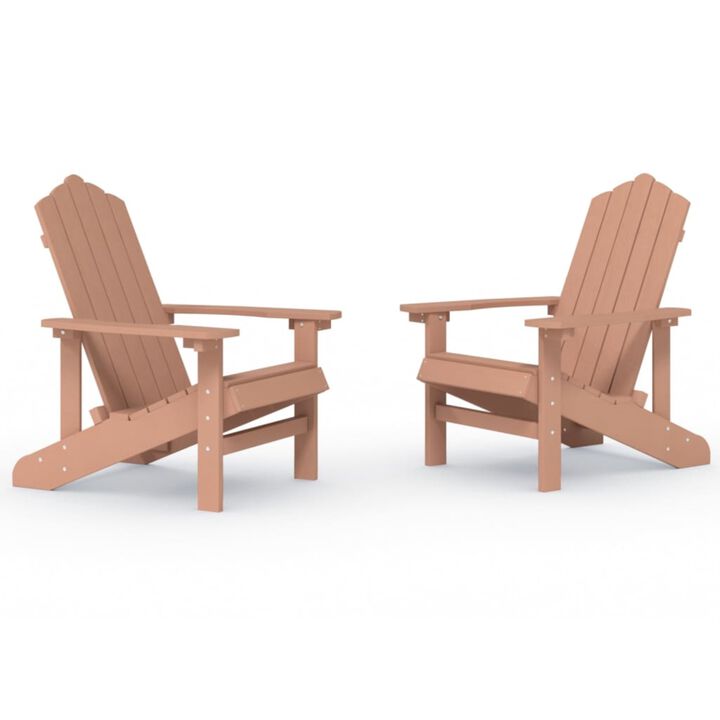 vidaXL Adirondack Chairs 2 Pcs, Outdoor Adirondack Chair Weather Resistant for Patio, Lawn Chair for Outdoor Porch Garden Backyard Deck, HDPE Brown