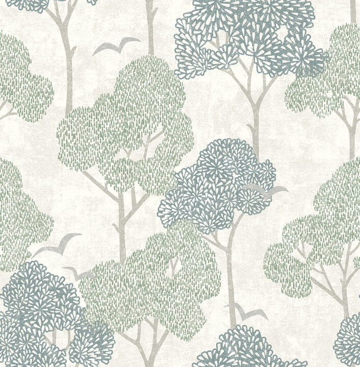 Lykke Green Textured Tree Wallpaper