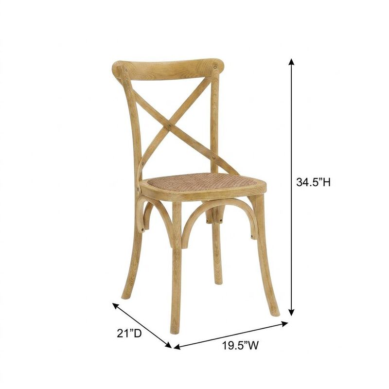 Wooden Dining Side Chairs for Kitchen and Dining Room, Natural, Set of 2 image number 3