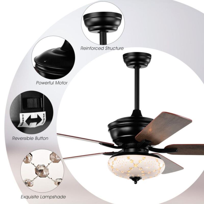 Hivvago Ceiling Fan with 3 Wind Speeds and 5 Reversible Blades