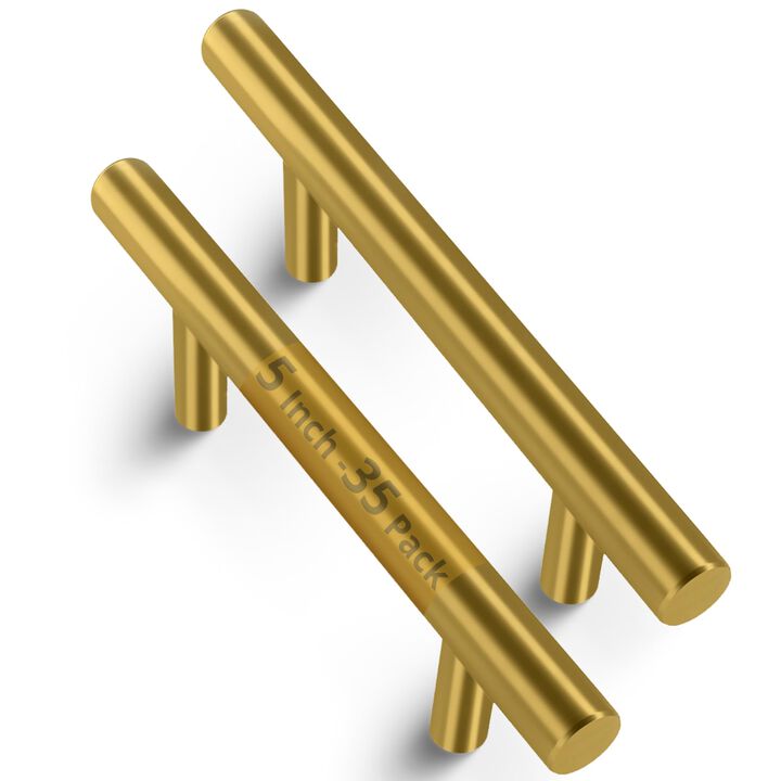 Mega Handles 35 Pack I Cabinet Pulls 5 Inch, Stainless Steel Cabinet Handle Pulls I Ideal for Kitchen Drawer, Cabinets, Door, Cupboard I Hardware for Cabinets - Hole Distance 3 Inch