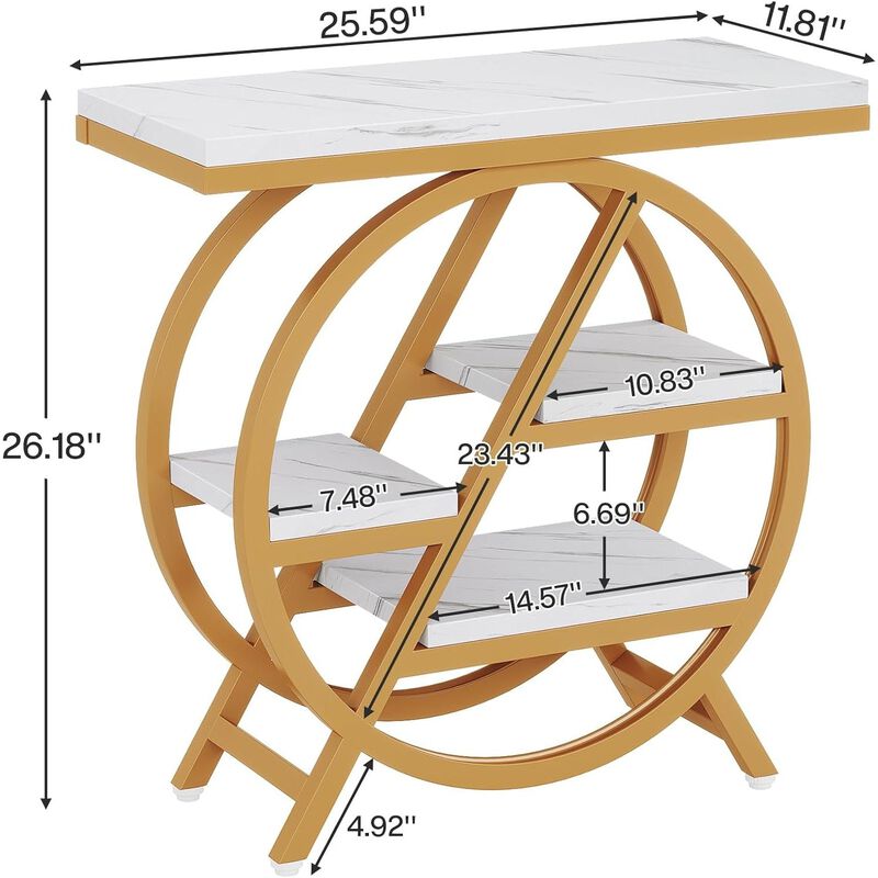 4-Tier End Table - Narrow Nightstand with Storage Shelves image number 5