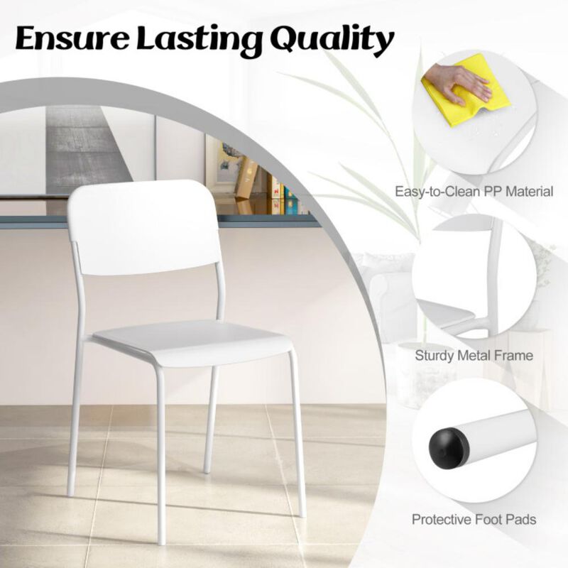 Hivvago Modern Dining Chairs Set of 4 with Tilted Backrest and Sturdy Metal Legs