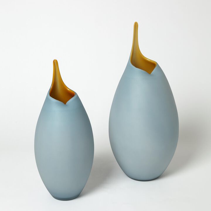 Frosted Blue Vase- Large