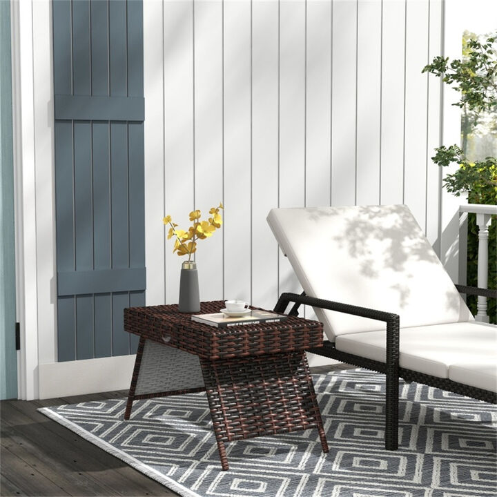 Weather-Resistant PE Wicker Coffee Table For Outdoor