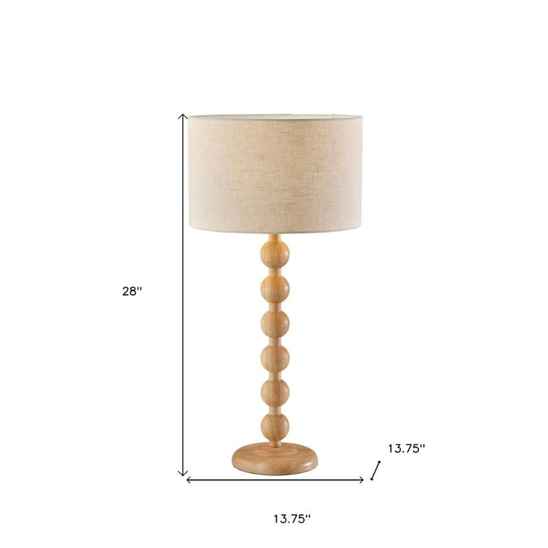 Hivvago 28" Brown Solid Wood Candlestick Table Lamp With Off White Drum Shade