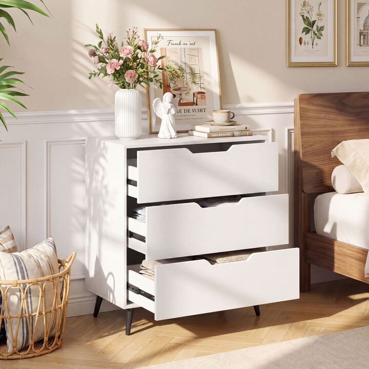 Rustic Farmhouse Wooden 3 Drawer Storage Dresser for Bedroom Organizer Chest