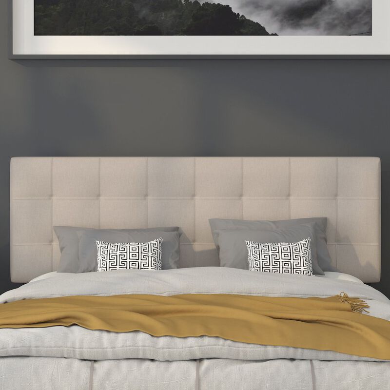 Flash Furniture Tufted Upholstered Queen Size Headboard in Beige Fabric image number 7