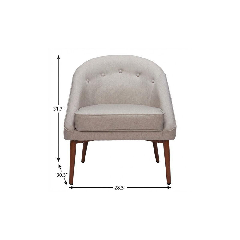 HomeRoots 28" Gray And Brown Fabric And Upholstered Tufted Barrel Chair