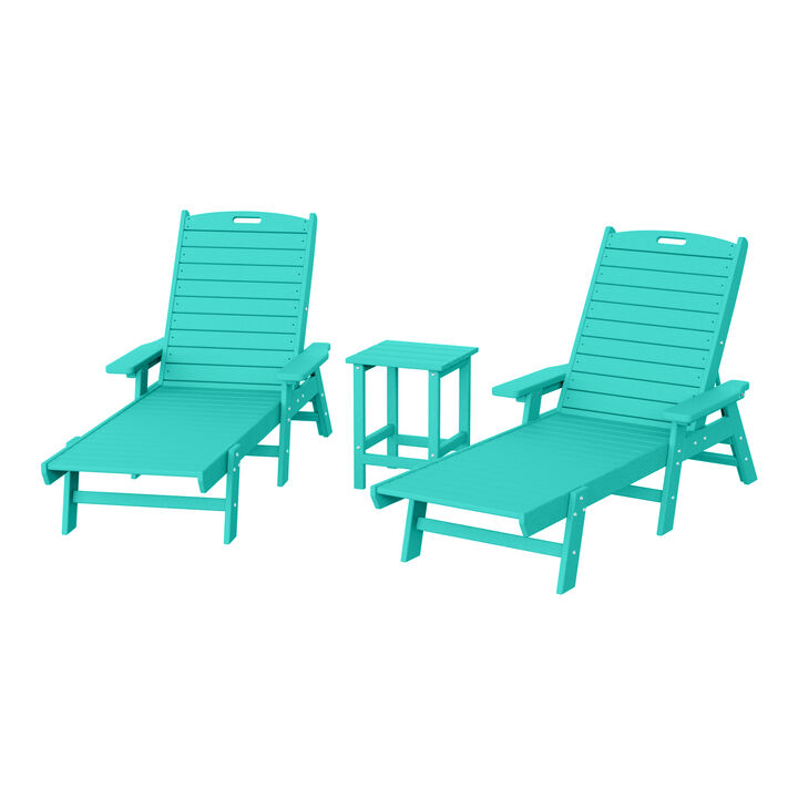 WestinTrends Poly Reclining Chaise Lounge Set With Table