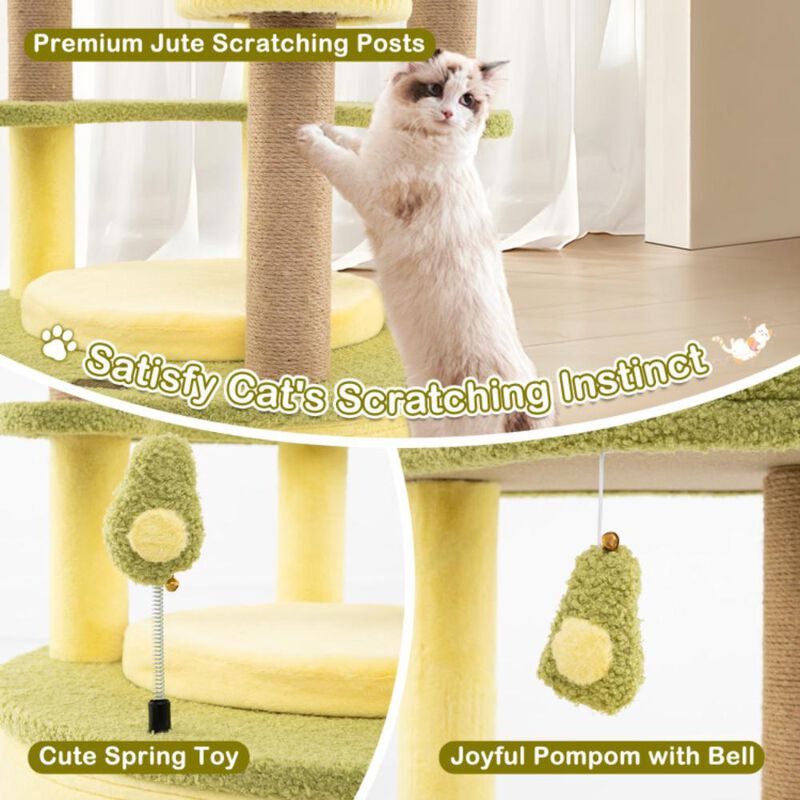 Hivvago Large Avocado Cat Tree Multi-level Cat Tower with Private Condo