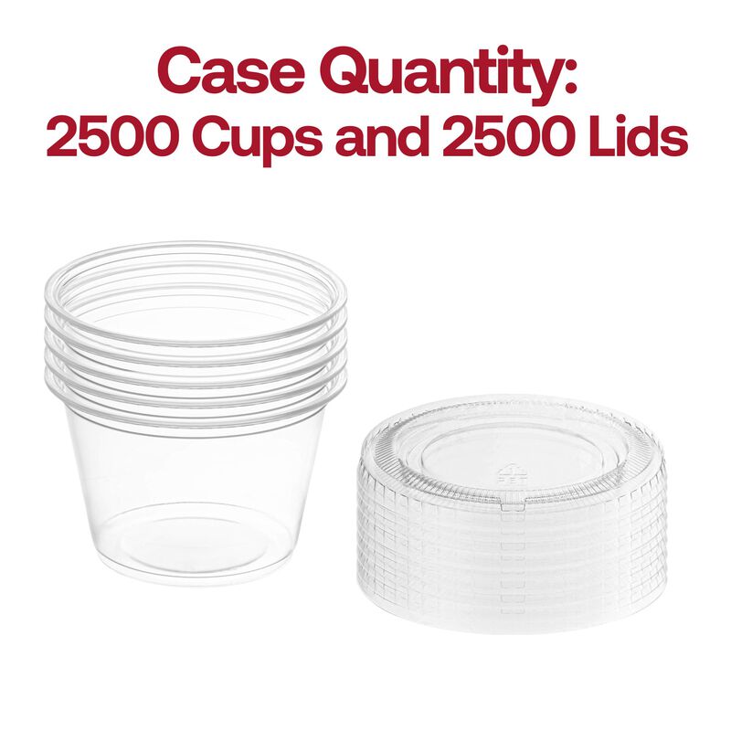 1oz Clear Plastic Souffle Cups with Lids (2500 Sets) image number 3