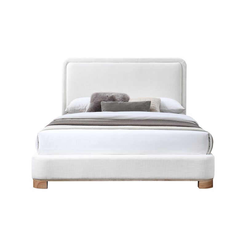 Meridian Furniture Nolita Cream Linen Textured Fabric King Bed