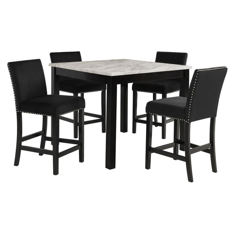 New Classic Furniture Furniture Celeste 5-Piece Faux Marble & Wood Counter Set in Black image number 0