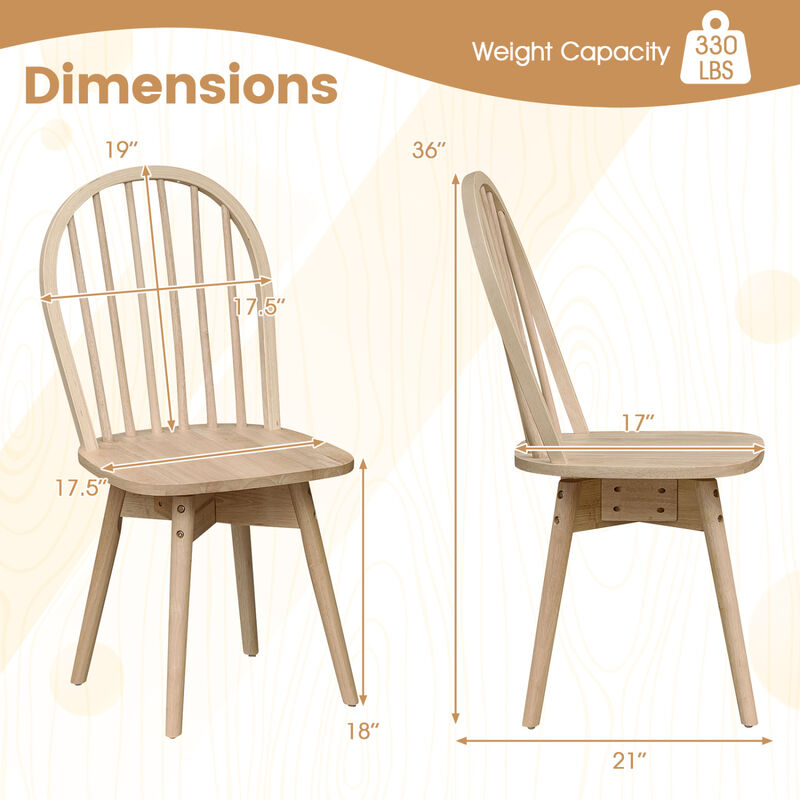 Set of 4 Swivel Windsor Dining Chairs with Solid Rubberwood Frames image number 2