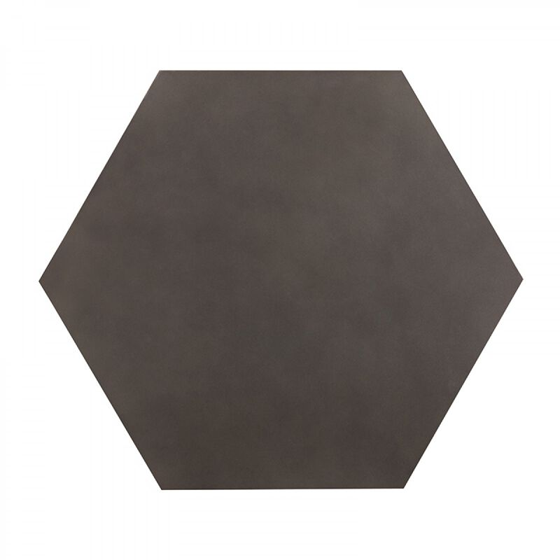 Hexagonal Concrete End Table with Metal Base, Gray and Black