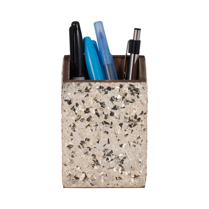 3x4 Crackle Pencil Cup, Champagne