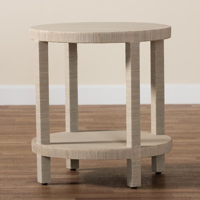 bali & pari Rocco Bohemian Woven Grasscloth End Table image number 6