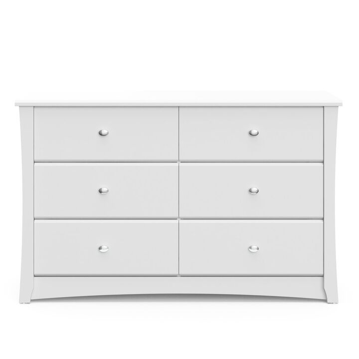 Storkcraft Crescent 6 Drawer Double Dresser (White) – GREENGUARD Gold Certified