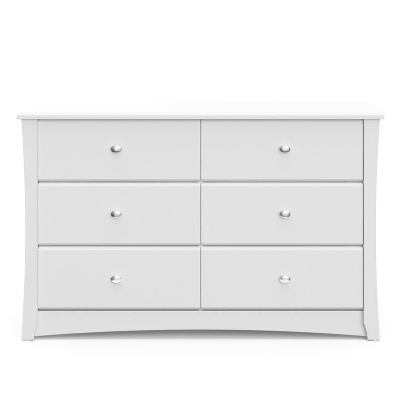 Storkcraft Crescent 6 Drawer Double Dresser (White) – GREENGUARD Gold Certified