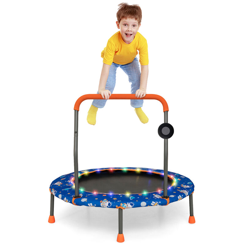 Kids Mini Trampoline with Colorful LED Lights and Bluetooth Speaker image number 4