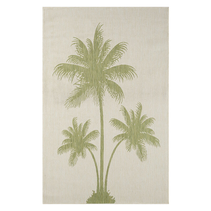 8 X 10 Green Palm Tree Indoor Outdoor Area Rug