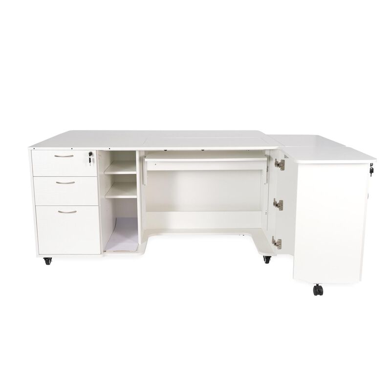 Sydney Hydraulic XL Sewing Cabinet with Heavy-Duty Lift System &ndash; Ash White Finish image number 3