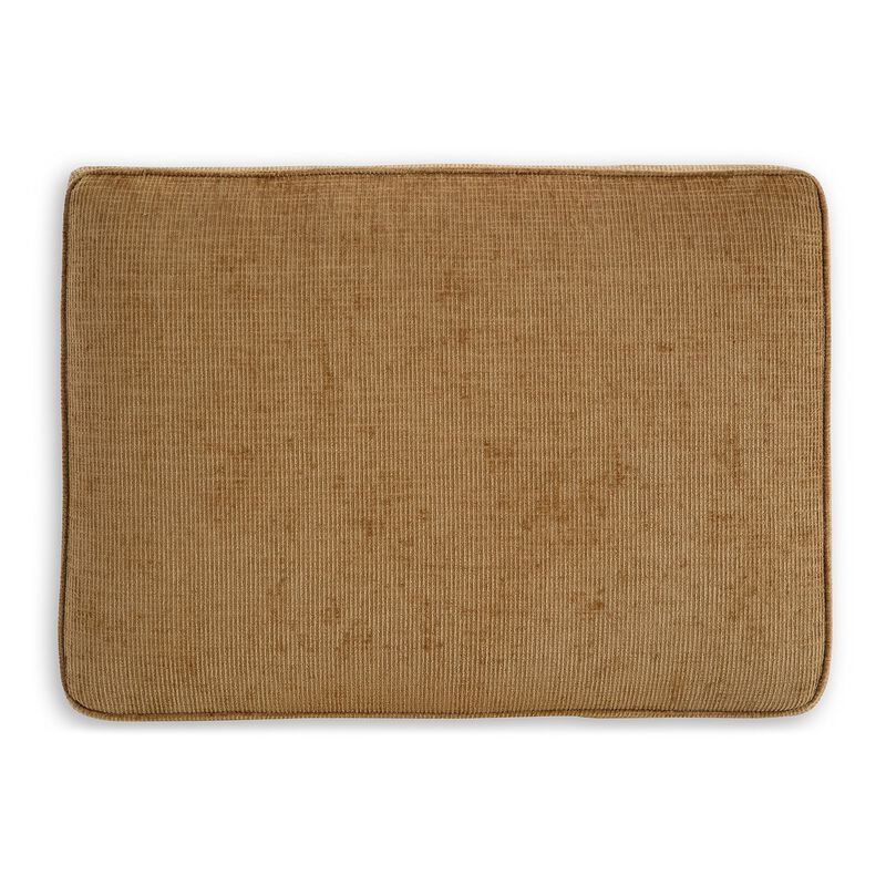 Erin Ottoman with Corner Block Frame, 33 Inch Light Brown Polyester - Benzara