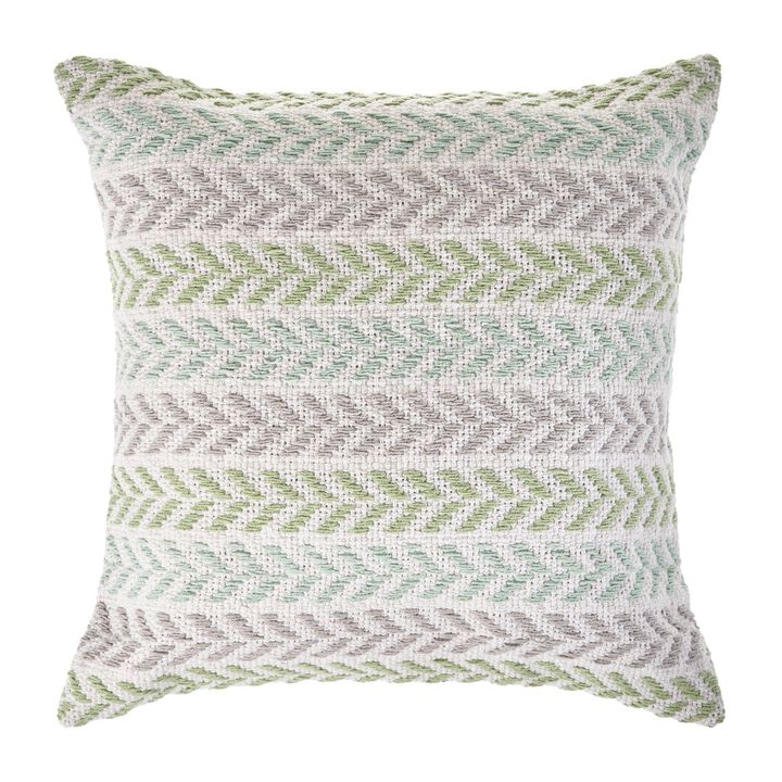 18" Green and Purple Hand Woven Chevron Square Throw Pillow