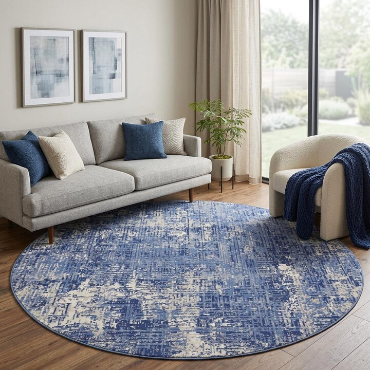 HomeRoots Abstract Distressed Round Rug