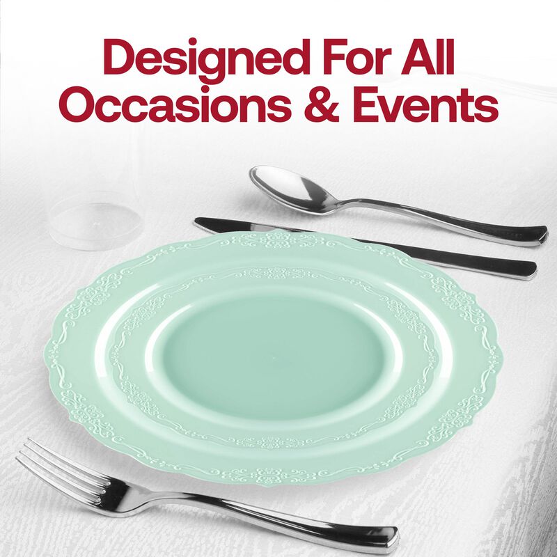 Turquoise Vintage Round Plastic Wedding Value Set (30 Sets) image number 6