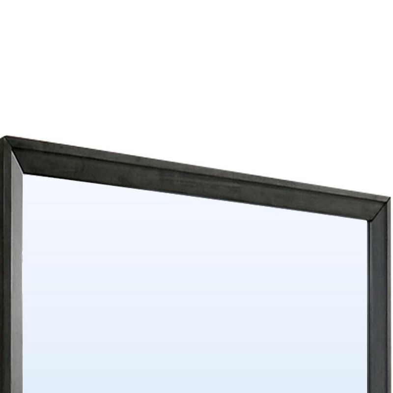 45 Inch Rectangular Wooden Frame Contemporary Mirror, Gray
