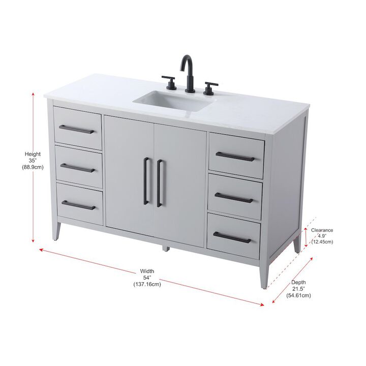 Elegant Kitchen and Bath 54 Inch Single Bathroom Vanity In Grey