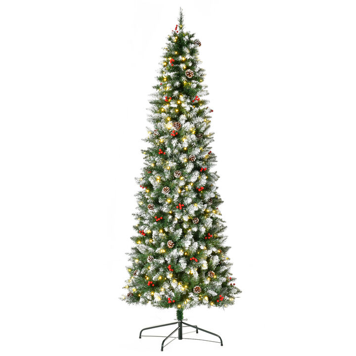 7.5' Pre-Lit Christmas Tree White Snow Flocked Holiday Decoration w/ LED Lights