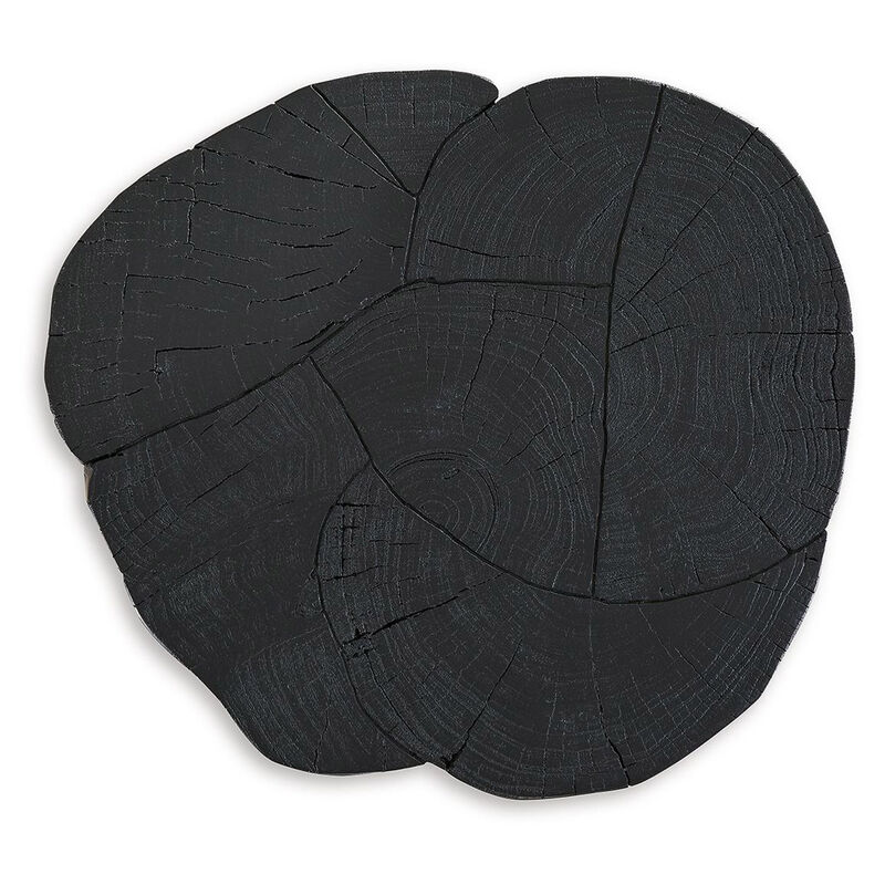 Wim Side End Table, Live Edge Black Acacia Wood, Metal, Round 23 Inch