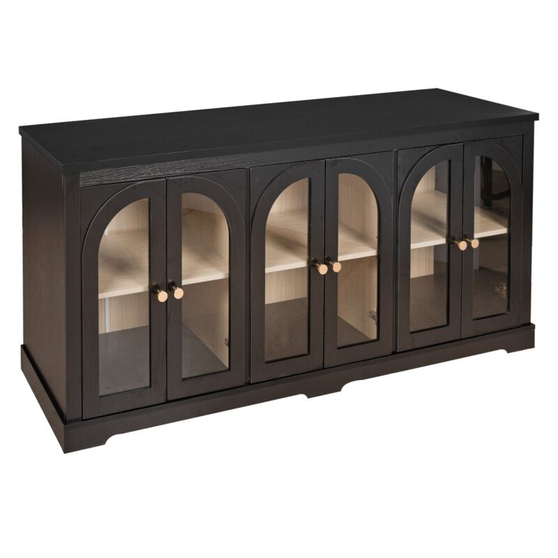 Fulbes  Farmhouse Arched Glass Door Sideboard Cabinet image number 7