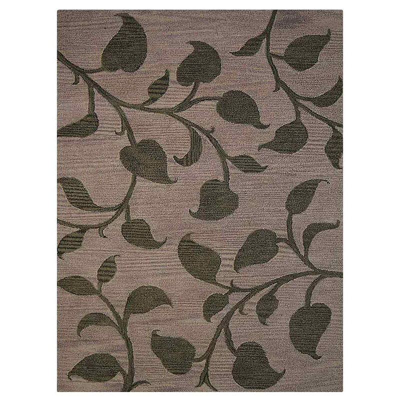 RUGSOTIC CARPETS HAND TUFTED WOOL ECO-FRIENDLY AREA RUGS  - 5'x8', Rectangle Shape, Beige & Green, Floral Modern Design, High Pile Thick Handmade Area Rugs for Living Room, Bed Room (K00908)