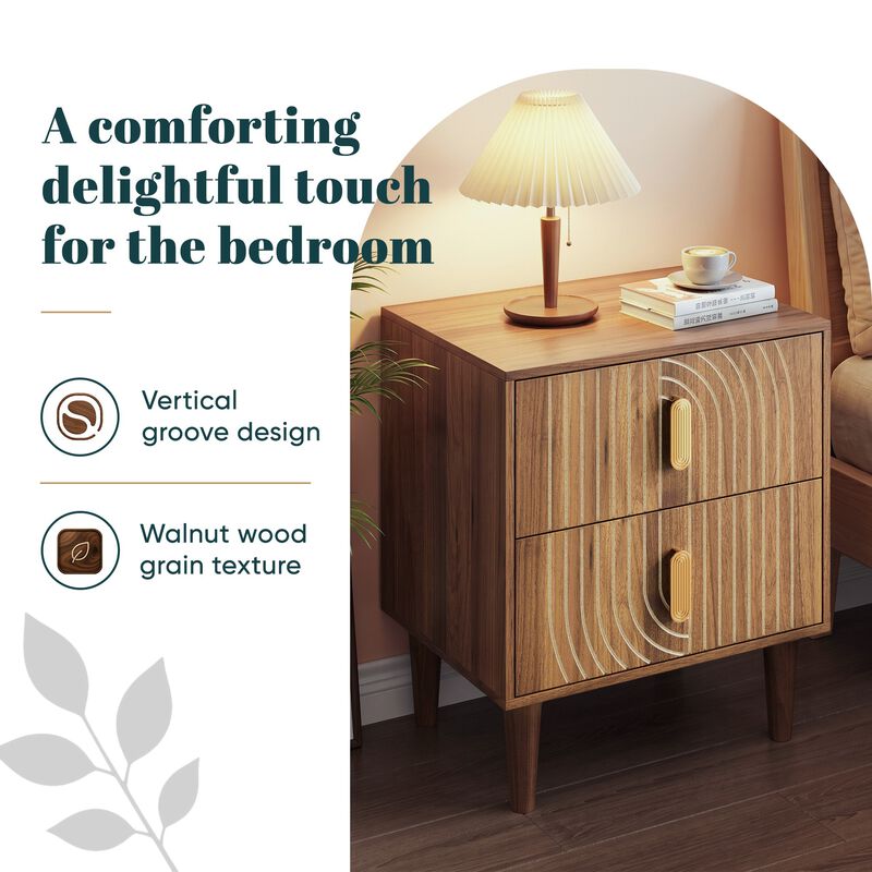 Tabwel Mid‑Century Modern Walnut Nightstand image number 4