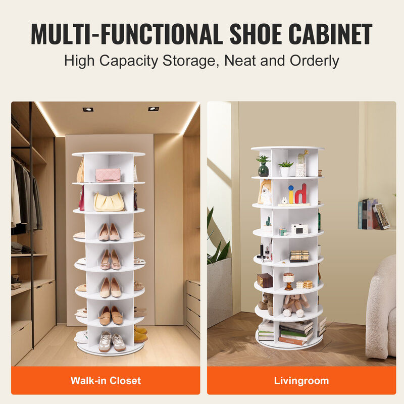 7-Tier Rotating Shoe Rack Tower with 360° Spinning Base for Entryway or Bedroom